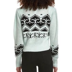 Joostricot LARGE 40'S Wool Cashmere Crewneck sweater mint green black